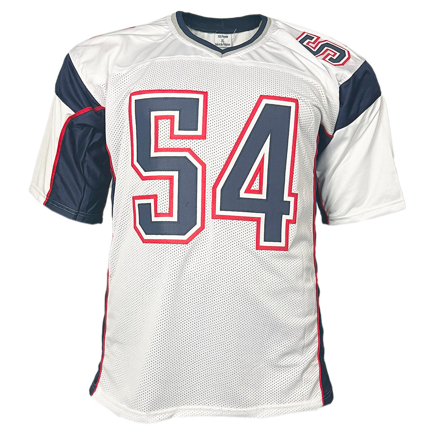 Tedy Bruschi Signed New England White Football Jersey