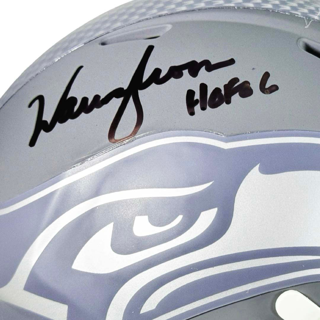 Warren Moon Signed HOF 06 Inscription Seattle Seahawks Slate Alternate Speed Mini Football Helmet (JSA)
