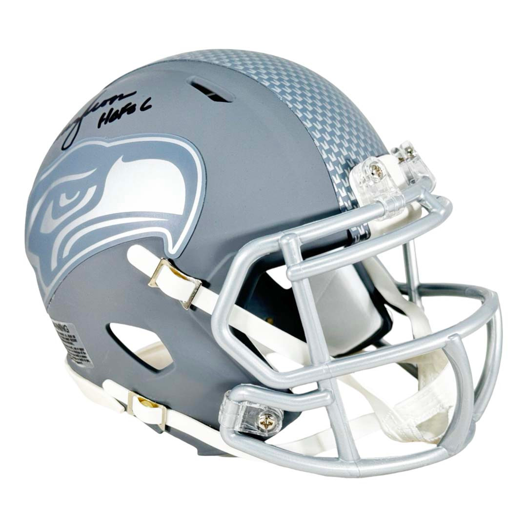 Warren Moon Signed HOF 06 Inscription Seattle Seahawks Slate Alternate Speed Mini Football Helmet (JSA)