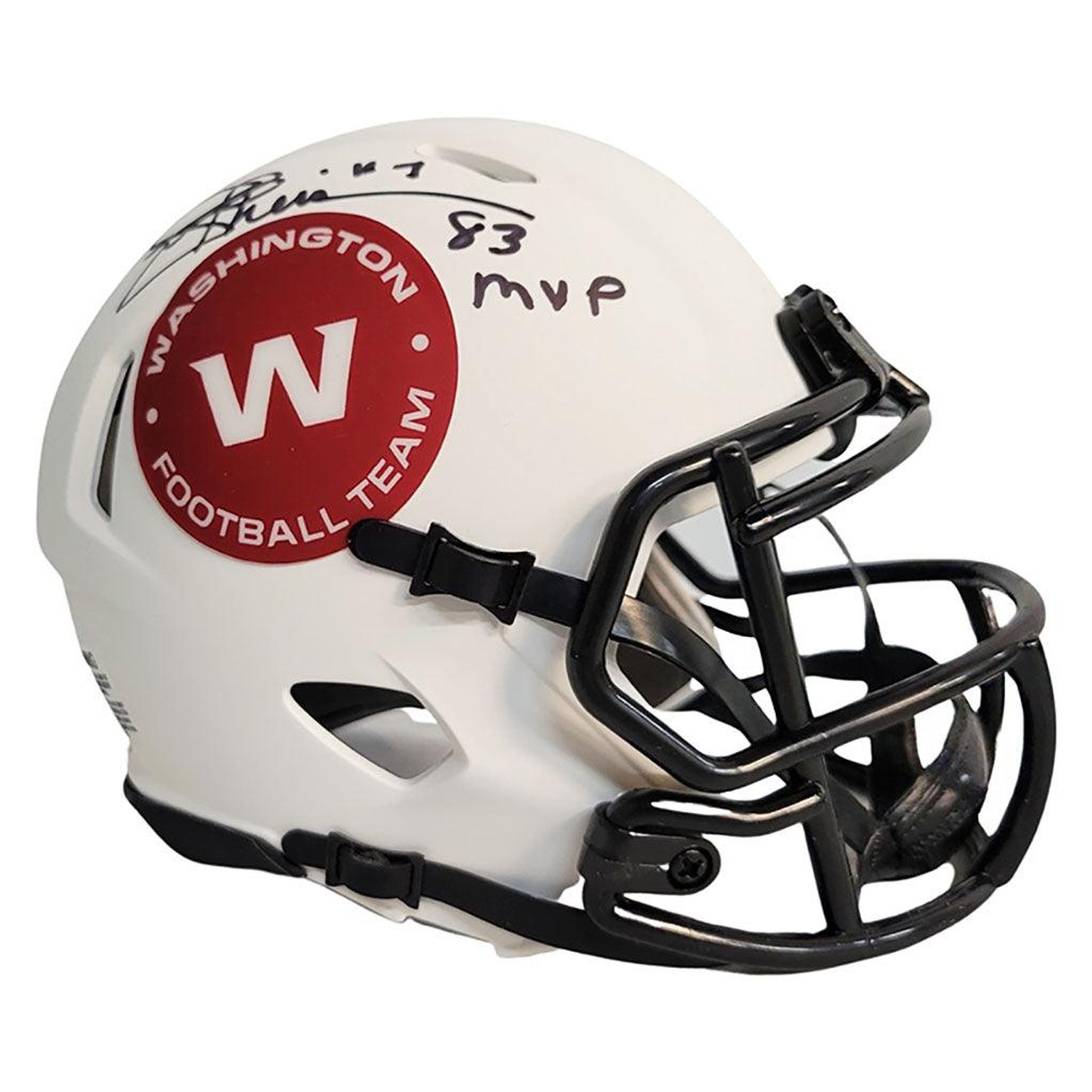 Joe Theismann Signed 83 MVP Inscription Washington Football Team Lunar Speed Mini Football Helmet (JSA)