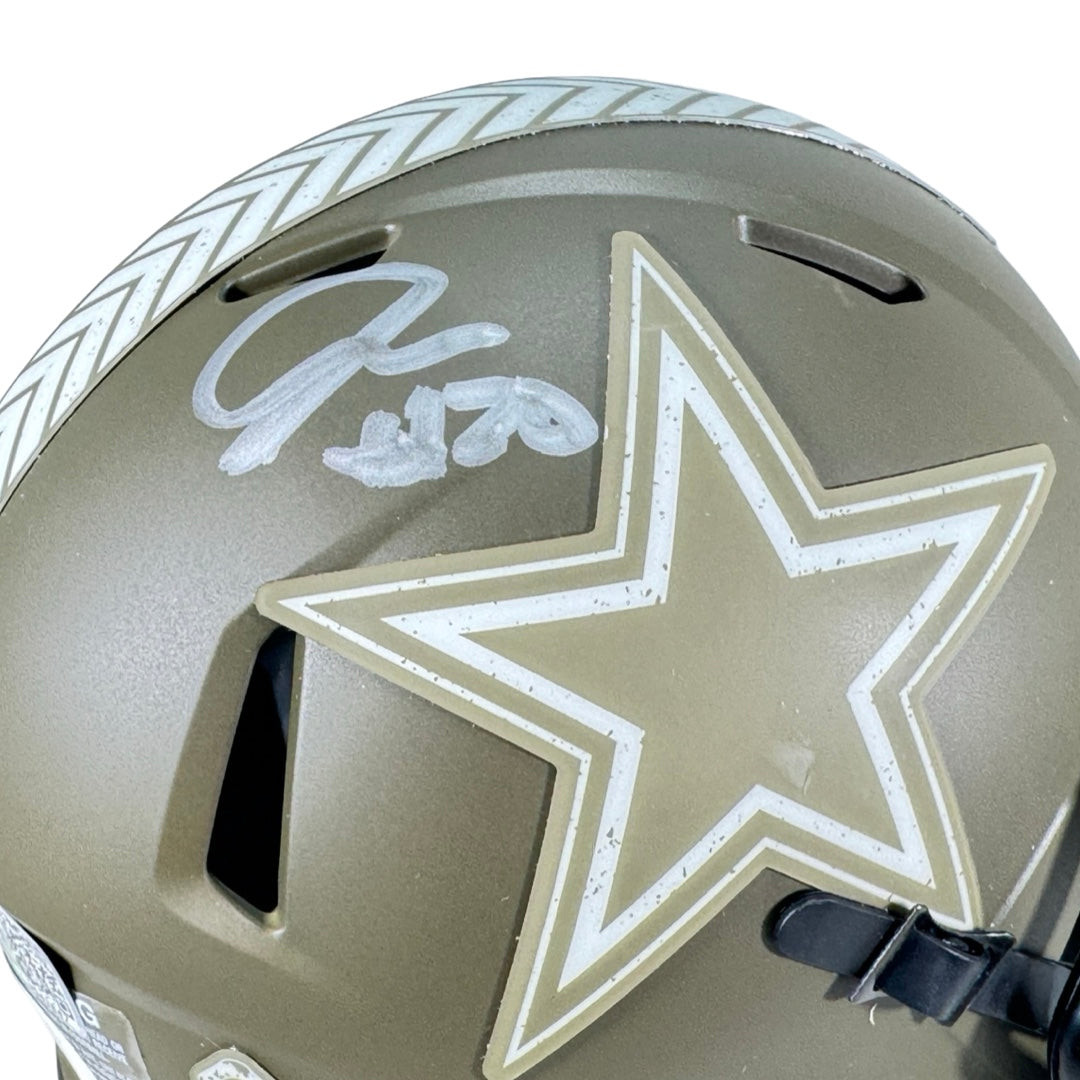 Juanyeh Thomas Signed Dallas Cowboys Salute to Service Speed Mini Football Helmet (JSA)