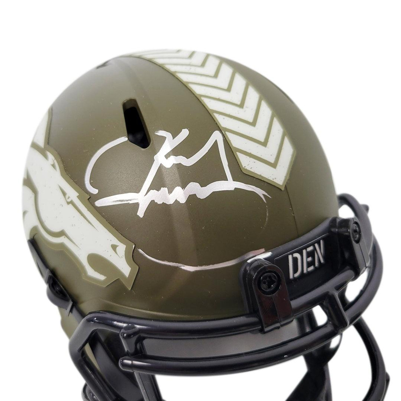 Karl Mecklenburg Signed Denver Broncos Salute to Service Speed Mini Football Helmet (JSA)