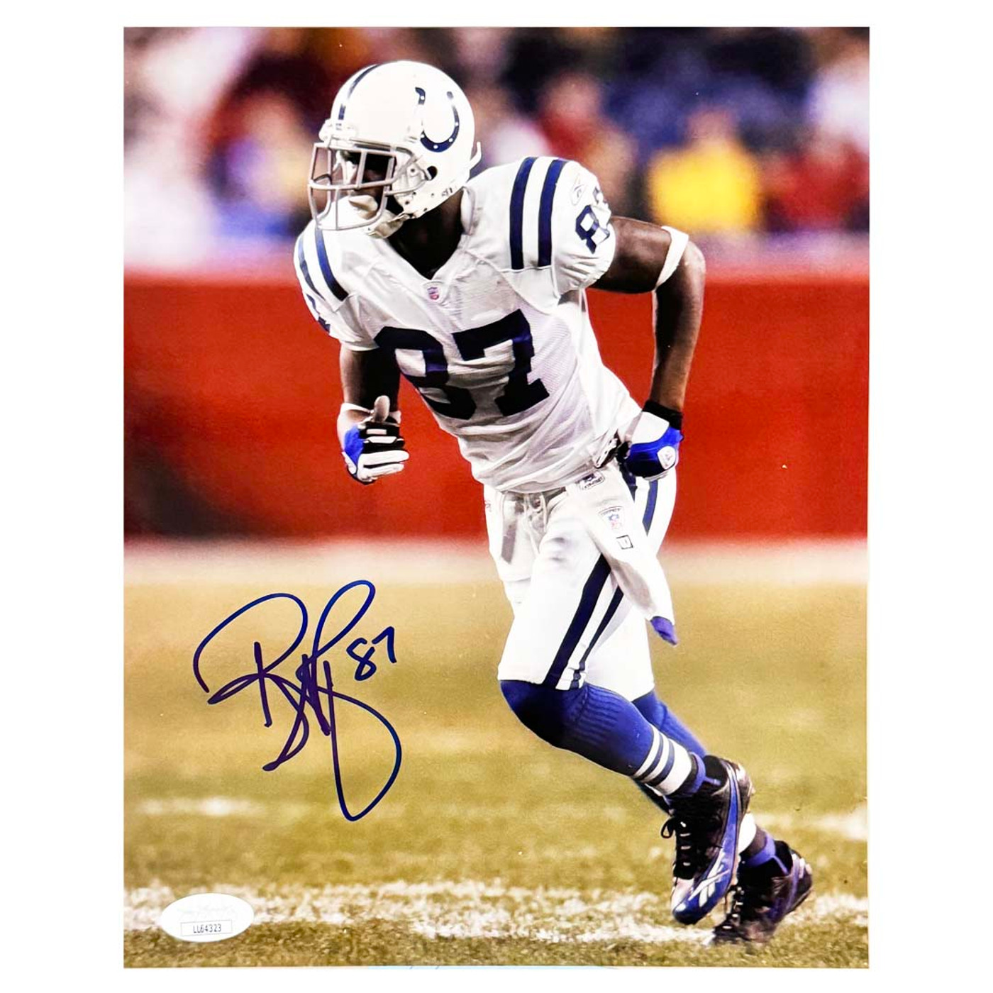 Reggie Wayne Signed Indianapolis Pose 1 Football 8x10 Photo (JSA)