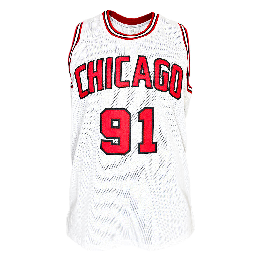 DENNIS RODMAN CHICAGO BULLS スウェツト今でわ希少 Dennis Rodman Signed Chicago White Basketball Jersey Silver Ink