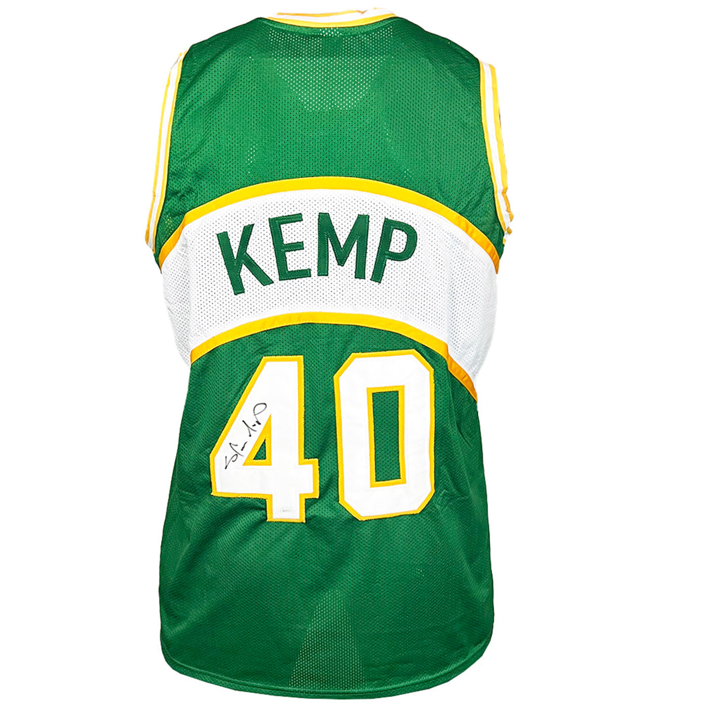 Shawn Kemp Signed Seattle Green Basketball Jersey (JSA) -