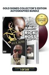 Limited Gold Signed Collector's Edition Bundle: Includes Rick Ross's Autograph on Both Custom Bookplate Inside Book & On "Port of Miami" Vinyl in Gold Ink. 1 of 249.