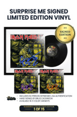 Limited Surprise Me Framed Edition: Includes Bruce Dickinson's Personal Autograph on Vinyl Jacket in Royal Blue, Purple, or Orange Ink. 1 of 15. This Item Comes Framed.