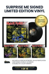 Limited Surprise Me Framed Edition: Includes Bruce Dickinson's Personal Autograph on Vinyl Jacket in Royal Blue, Purple, Orange, or Gold Ink. 15 Units of Each Color. This Item Comes Framed.