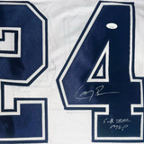 Larry Brown Signed SB XXX MVP Inscription Dallas Alternate White Football Jersey (JSA)