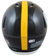 Steelers Troy Polamalu HOF 20 Signed F/S Speed Proline Helmet w/ Yellow Sig BAS