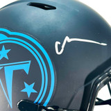 Chris Johnson Signed Silver Ink Inscription Tennessee Titans Eclipse Full-Size Replica Football Helmet (Beckett)