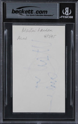 Martin Landau Mission: Impossible Authentic Signed 3x5 Index Card BAS Slabbed Version 1
