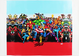 Stan Lee Marvel Authentic Signed 20x24 Marvel Cast Canvas PSA/DNA #W18591