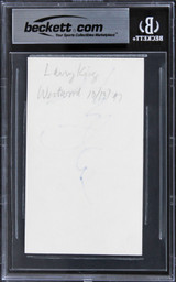 Larry King Ghostbusters Authentic Signed 3x5 Index Card Autographed BAS Slabbed