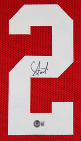 Upton Stout Authentic Signed Red Pro Style Jersey Autographed BAS