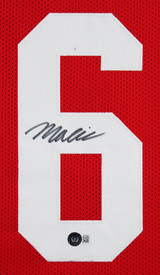 Malik Mustapha Authentic Signed Red Pro Style Framed Jersey Autographed BAS