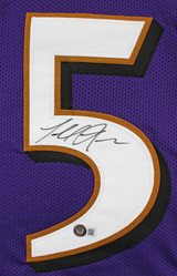 Terrell Suggs "T-Sizzle" Signed Purple Pro Style Framed Jersey BAS Witnessed