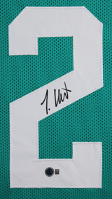 Travis Hunter Authentic Signed Teal Pro Style Jersey Autographed BAS Witnessed Version 1