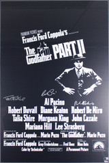 The Godfather (3) Pacino, DeNiro & Shire Signed & Framed 27x40 Poster BAS LOA