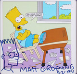 Matt Groening "9-21-1991" Signed & Framed Bart Simpson Sketch BAS #AE25912
