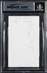 Sidney Poitier In The Heat of the Night Signed 3x5 Index Card BAS Slabbed