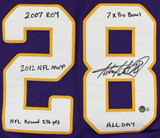 Adrian Peterson "Career Stat" Signed Purple Pro Style Framed Jersey BAS Witness