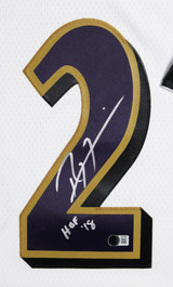 Ravens Ray Lewis HOF 18 Authentic Signed White M&N Framed Jersey BAS Witnessed