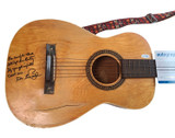 Les Paul  Amazing Inscription Signed Damaged Vintage Harmony Guitar ACOA