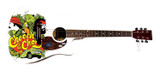 Cheech and Chong Tommy Signed 1/1 Custom Graphics Photo Guitar ACOA PSA