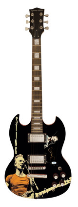 Sting Signed Autographed Photo Graphics Guitar ACOA ACOA Version 1