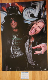 Aerosmith Steven Tyler Guns N Roses Slash Signed 24x36 Framed Canvas ACOA Version 1