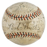 1931 Yankees (13) Babe Ruth, Lou Gehrig, +11 Signed Spalding Baseball JSA LOA