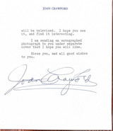 Joan Crawford Hand-Signed 1963 Personal Correspondence Letter