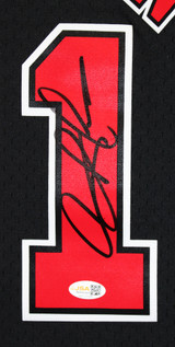 Bulls Dennis Rodman Signed Black M&N HWC Swingman Framed Jersey w/ Black Sig JSA