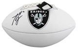 Raiders Ashton Jeanty Signed Franklin White Panel Logo Football BAS Witnessed