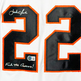 Jack Clark Signed Fuck the Dodgers Inscription San Francisco White Baseball Jersey (Beckett)