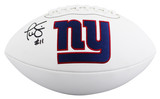 Giants Phil Simms Signed Wilson White Panel Logo Football BAS Witnessed
