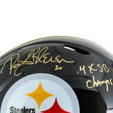 Rocky Bleier Signed 4x SB Champs Inscription Pittsburgh Steelers Speed Full-Size Replica Football Helmet (JSA)