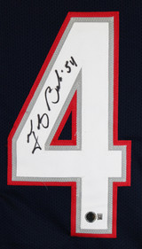 Tedy Bruschi Authentic Signed Navy Blue Pro Style Jersey BAS Witnessed 2
