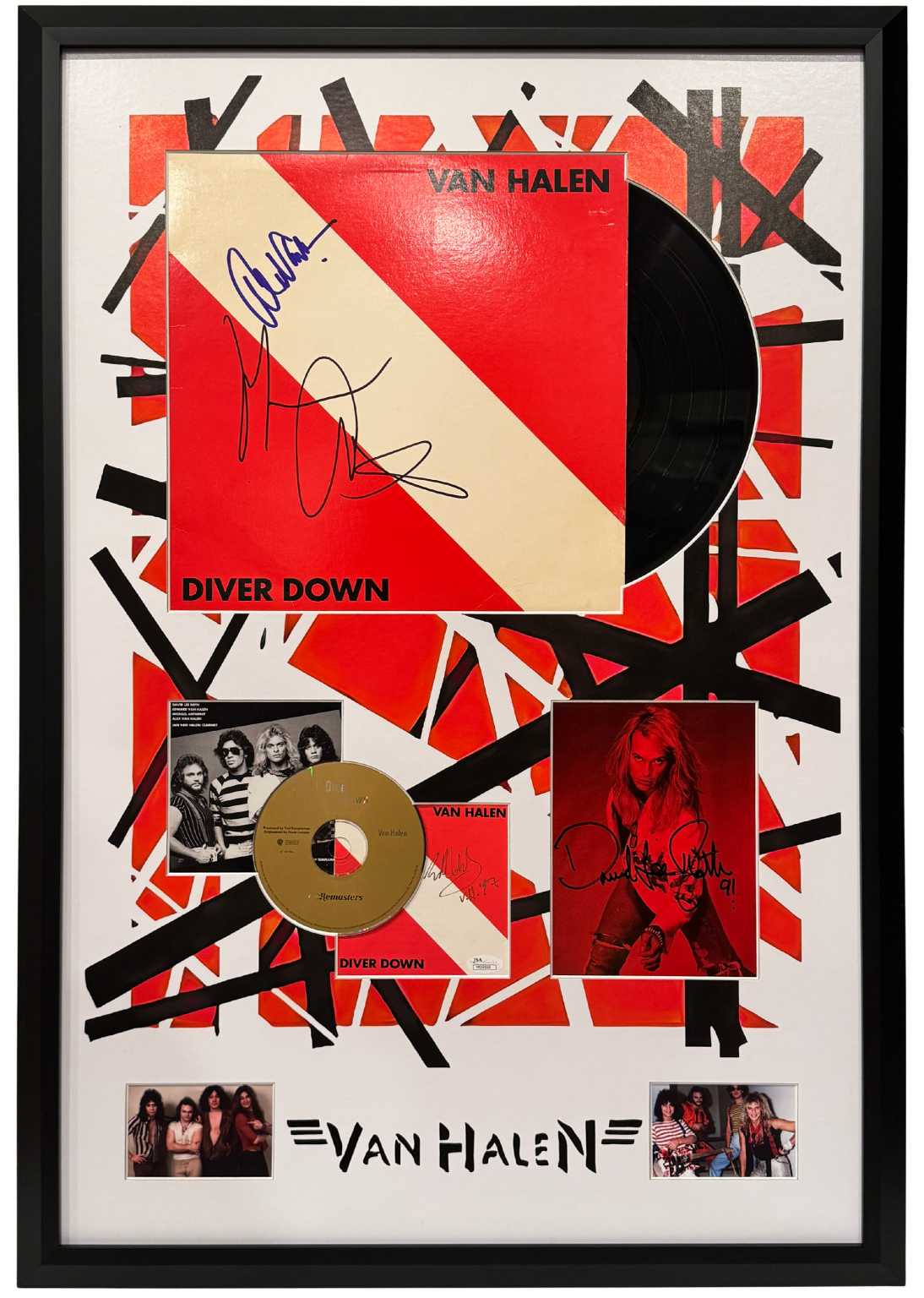 Van Halen “Diver Down” Multi-Signed Album Display