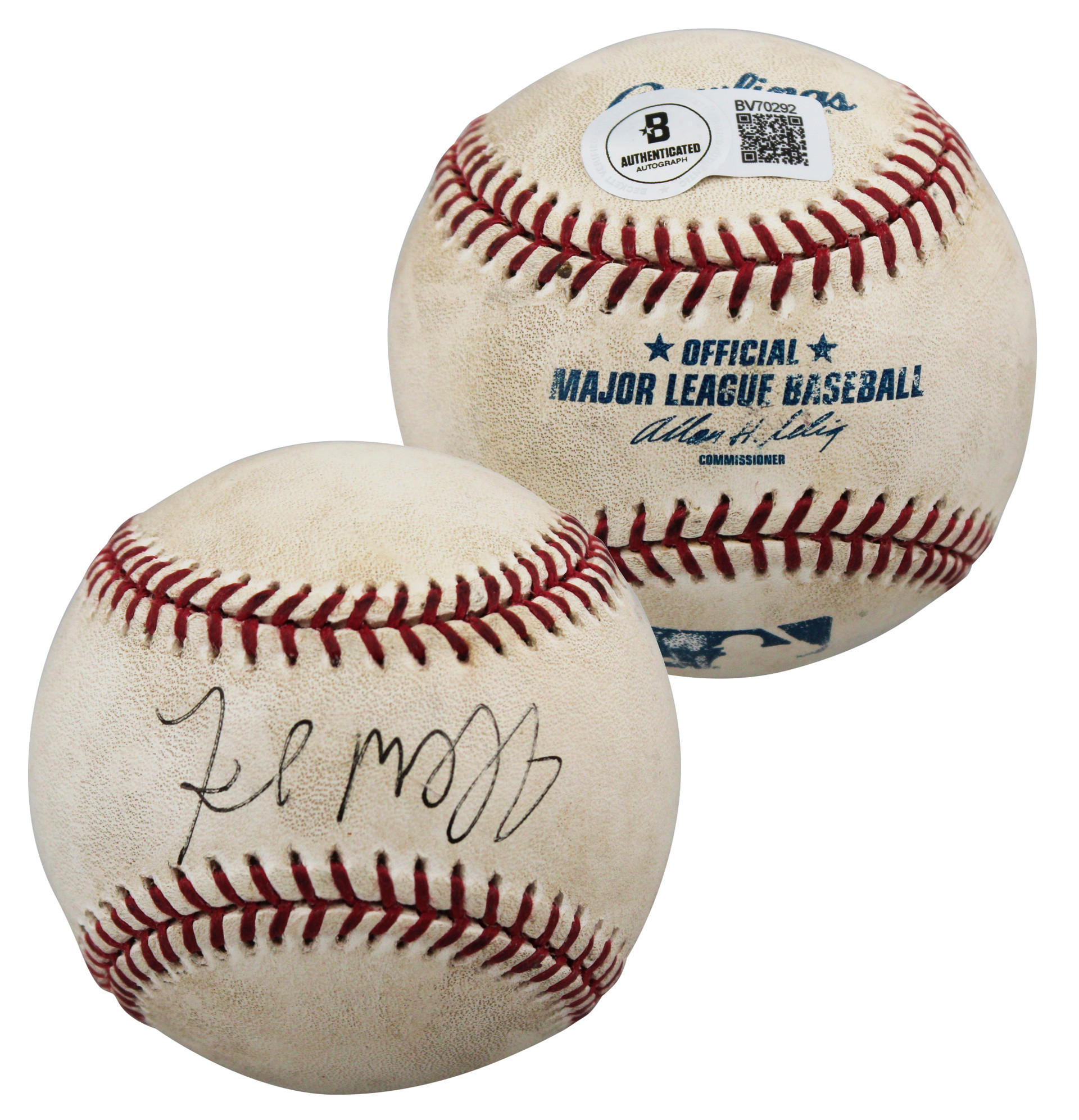 Rays Fred McGriff Authentic Signed Game Used Sellig OML Baseball