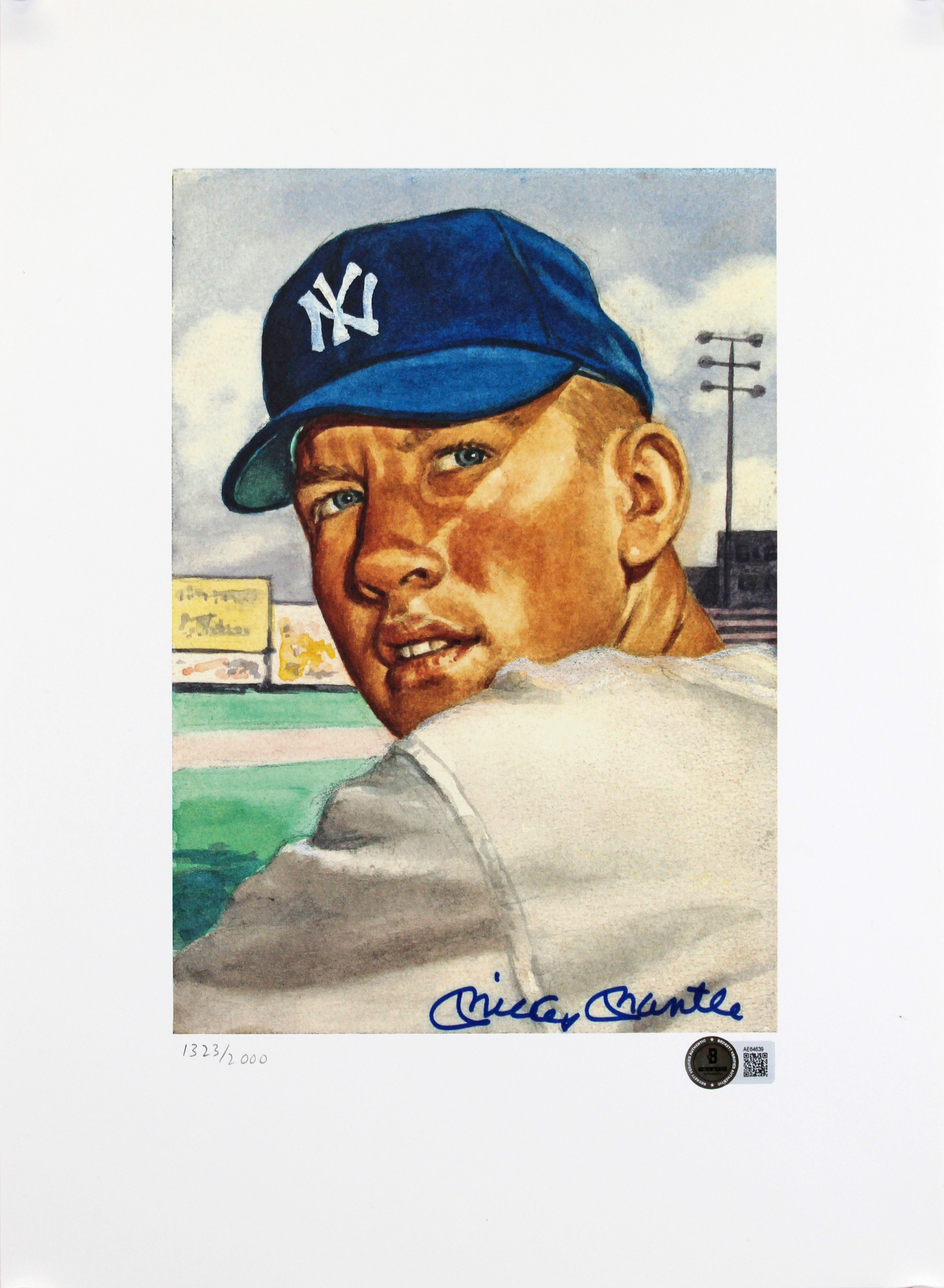 yankees-mickey-mantle-signed-11x15-1953-topps-lithograph-le-d-2000-bas-loa