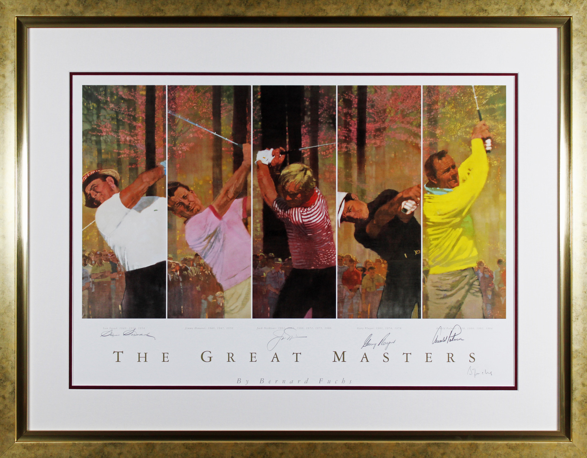 golf-masters-5-nicklaus-palmer-snead-player-signed-framed-lithograph-bas