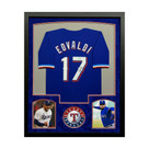Nathan Eovaldi Signed Blue Custom Suede Matte Framed Baseball Jersey (Beckett)