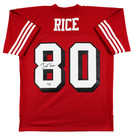 49ers Jerry Rice Signed Red Mitchell & Ness Jersey w/ Dropshadow Fanatics