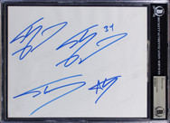 Lakers Shaquille O'Neal Authentic 4x Signed 8x10 Cut Signature BAS Slabbed