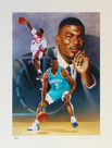 Hornets Larry Johnson "ROY" Authentic Signed 24x30 Lithograph BAS #BJ06319