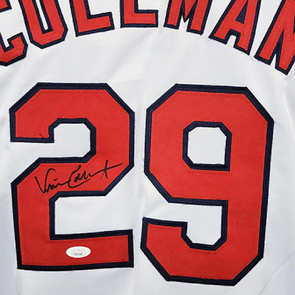 Vince Coleman Signed St Louis White Baseball Jersey (JSA)
