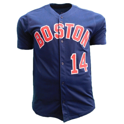 Jim Rice Autographed Boston Pro Style Baseball Throwback Jersey Blue (JSA)