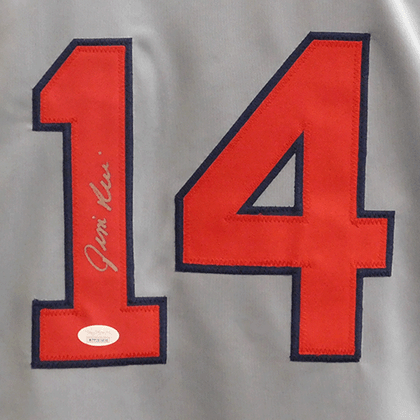 Jim Rice Autographed Boston Pro Style Baseball Throwback Jersey Grey (JSA)
